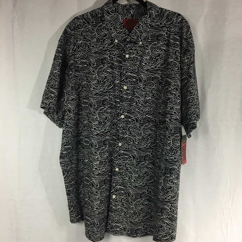Foundry NWT Young Mens Button Up Short Sleeve 3XL black white